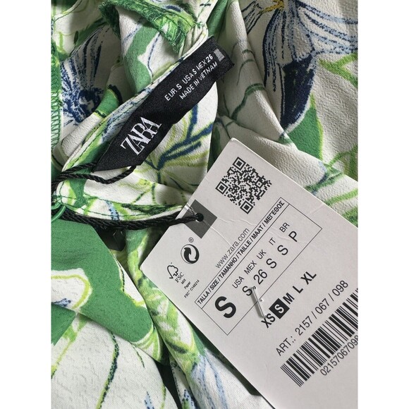 NWT ZARA Tropical Floral Print Belted Jumpsuit in Green WOMEN'S Small - Picture 9 of 9